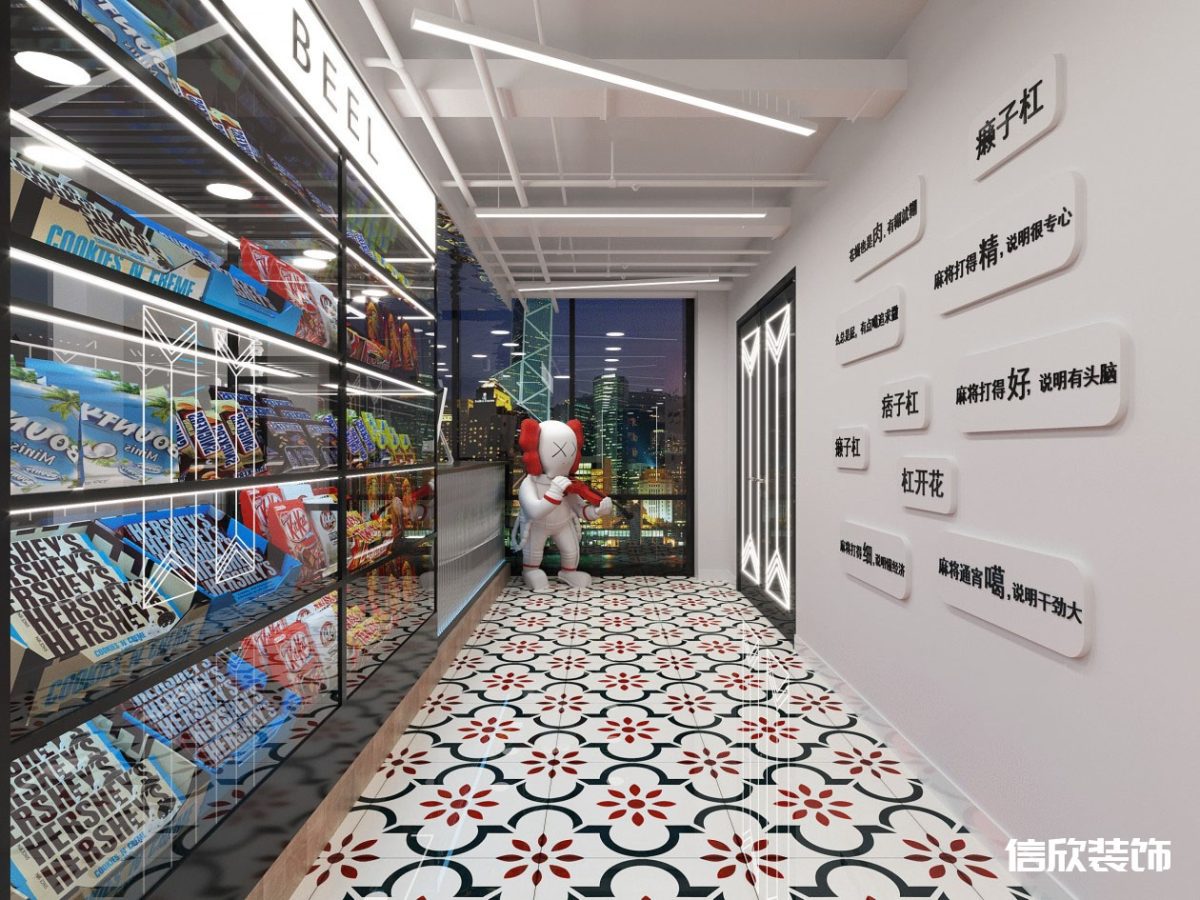 深圳羅湖東門網(wǎng)紅棋牌室過道零食柜裝修設(shè)計