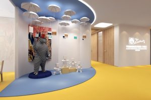 畢加索國際美術(shù)教育中心展示區(qū)藍色天花地面設(shè)計圖