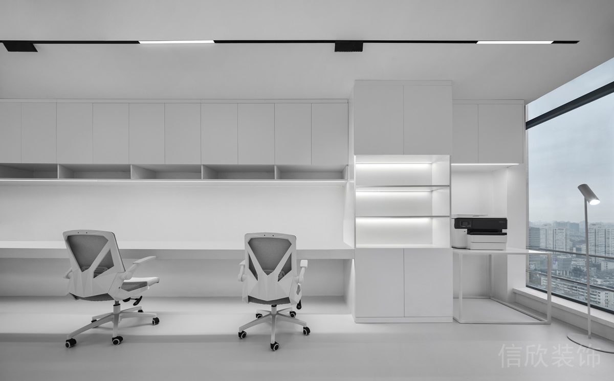 純白科技感風格辦公空間辦公區裝修設計