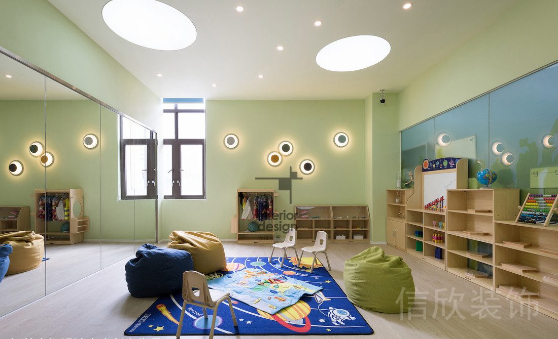 財富大廈瓏瓏兒童培訓中心裝修設(shè)計兒童休息區(qū)復合型強化地板