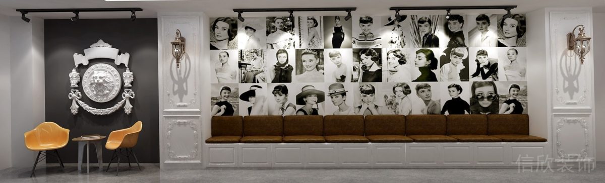 深圳周邊風火創(chuàng)意園舞蹈夢想培訓機構(gòu)過道墻面藝術(shù)裝飾赫本風海報休息區(qū)