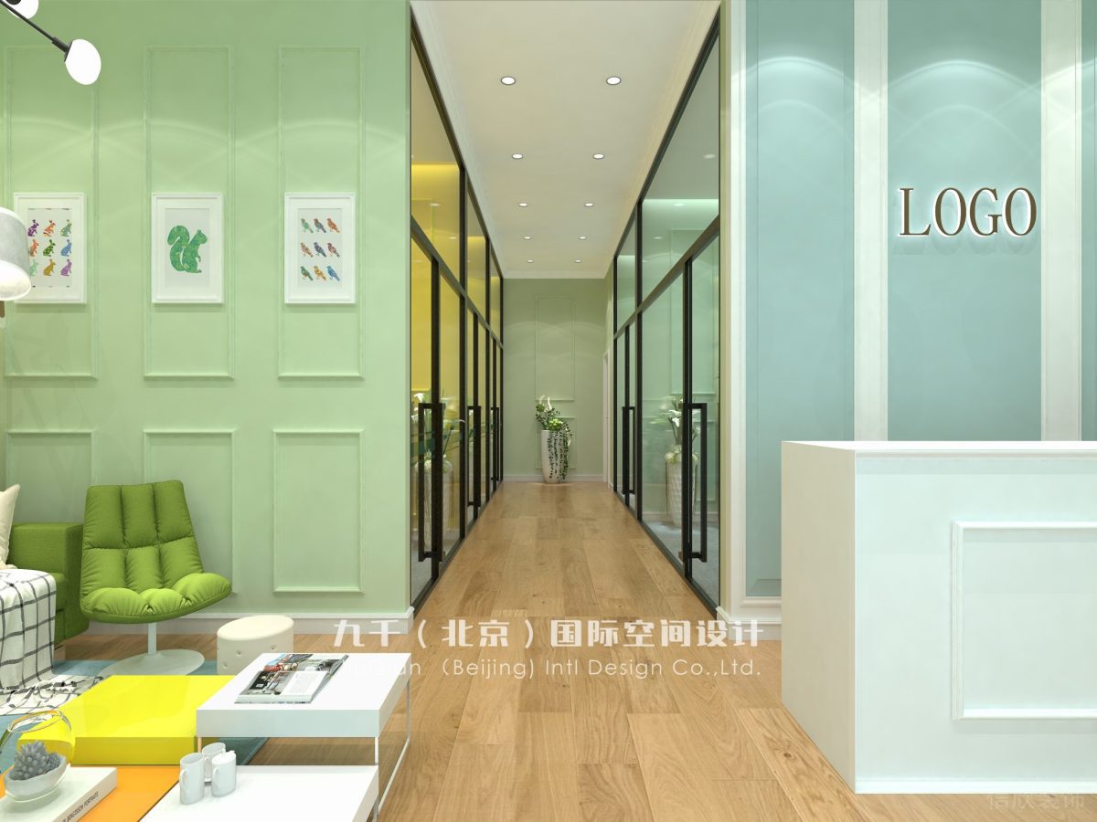 深圳東門南東路文華大廈鋼琴教培音樂培訓學習興趣班石膏線家長等待區(qū)域大廳及過道裝修設計