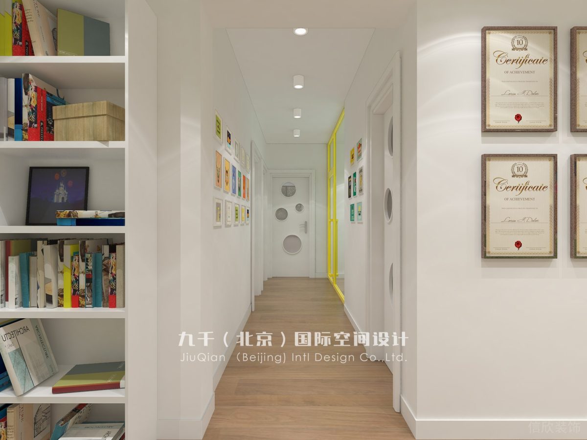 深圳市寶安區(qū)白鹿廣場新苗國際教育高端外語幼兒培訓(xùn)教育機(jī)構(gòu)榻木質(zhì)過道裝修設(shè)計(jì)