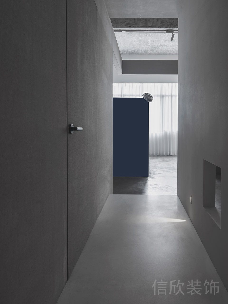 簡約北歐風灰調(diào)辦公室過道設(shè)計