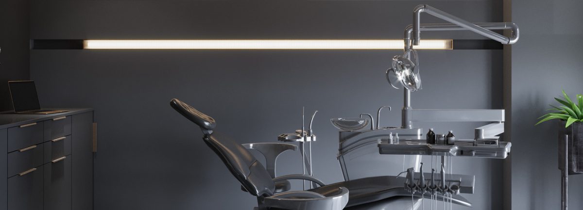 內嵌led燈金屬弧形工藝風口腔治療室效果圖