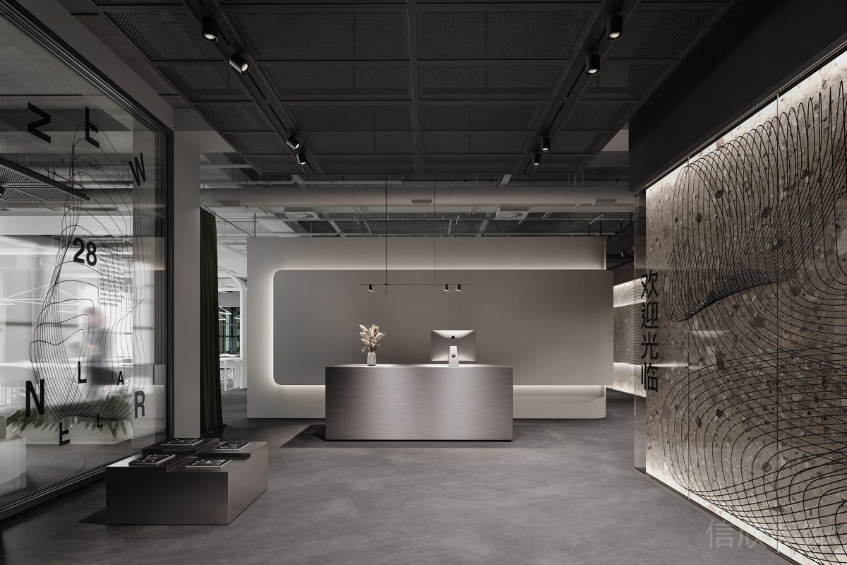 深色工業風現代辦公空間接待區裝修設計.jpg