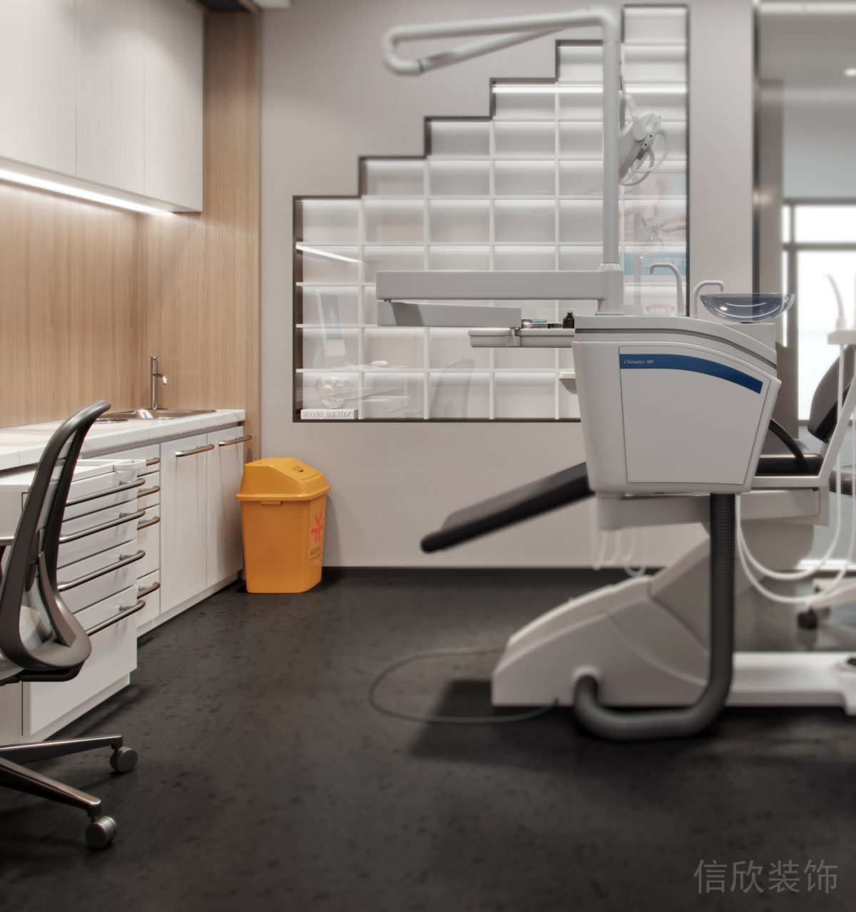 口腔診所白色的儲(chǔ)物柜