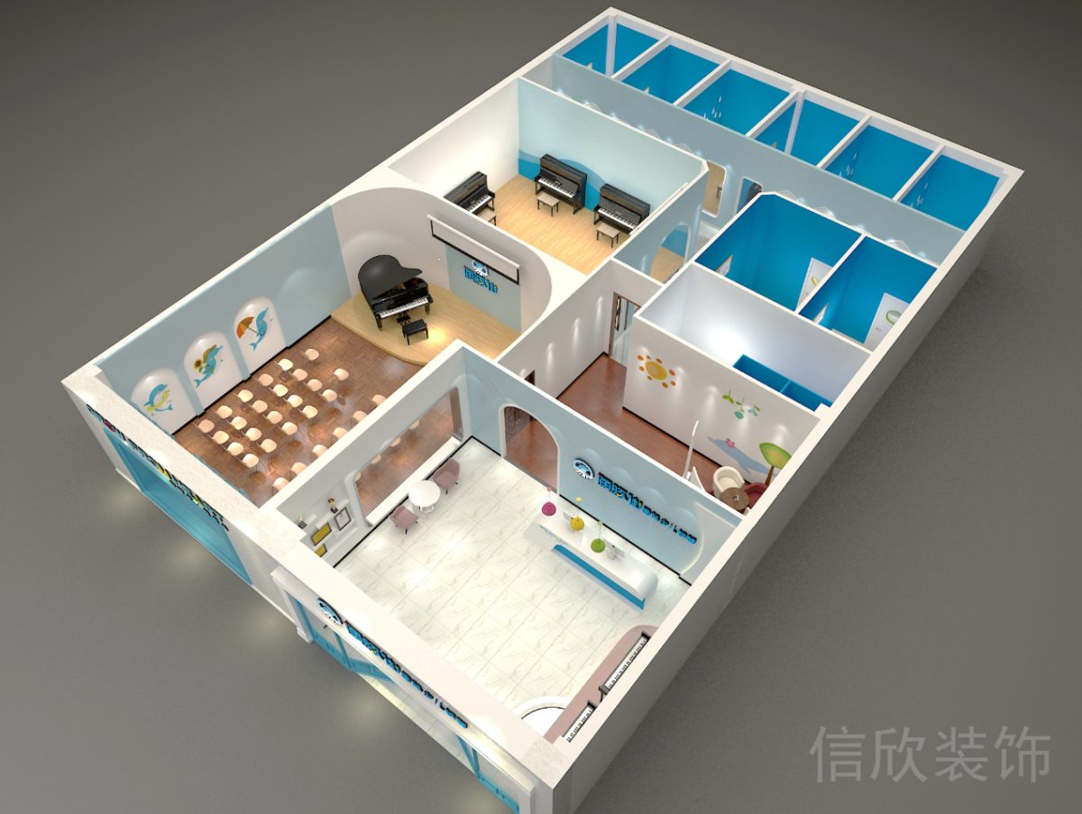 深圳市羅湖區(qū)東門(mén)海豚街國(guó)際少兒鋼琴培訓(xùn)中心裝修鳥(niǎo)瞰效果圖