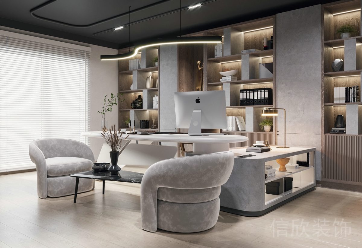 現(xiàn)代輕奢風(fēng)格辦公空間總經(jīng)理辦公室裝修設(shè)計(jì)