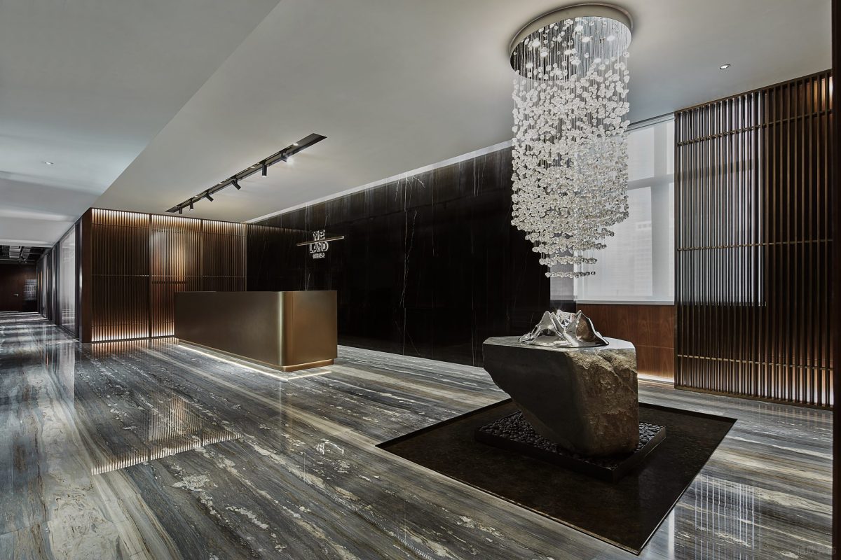 辦公室設計水晶垂墜吊頂現代歐式風裝修圖