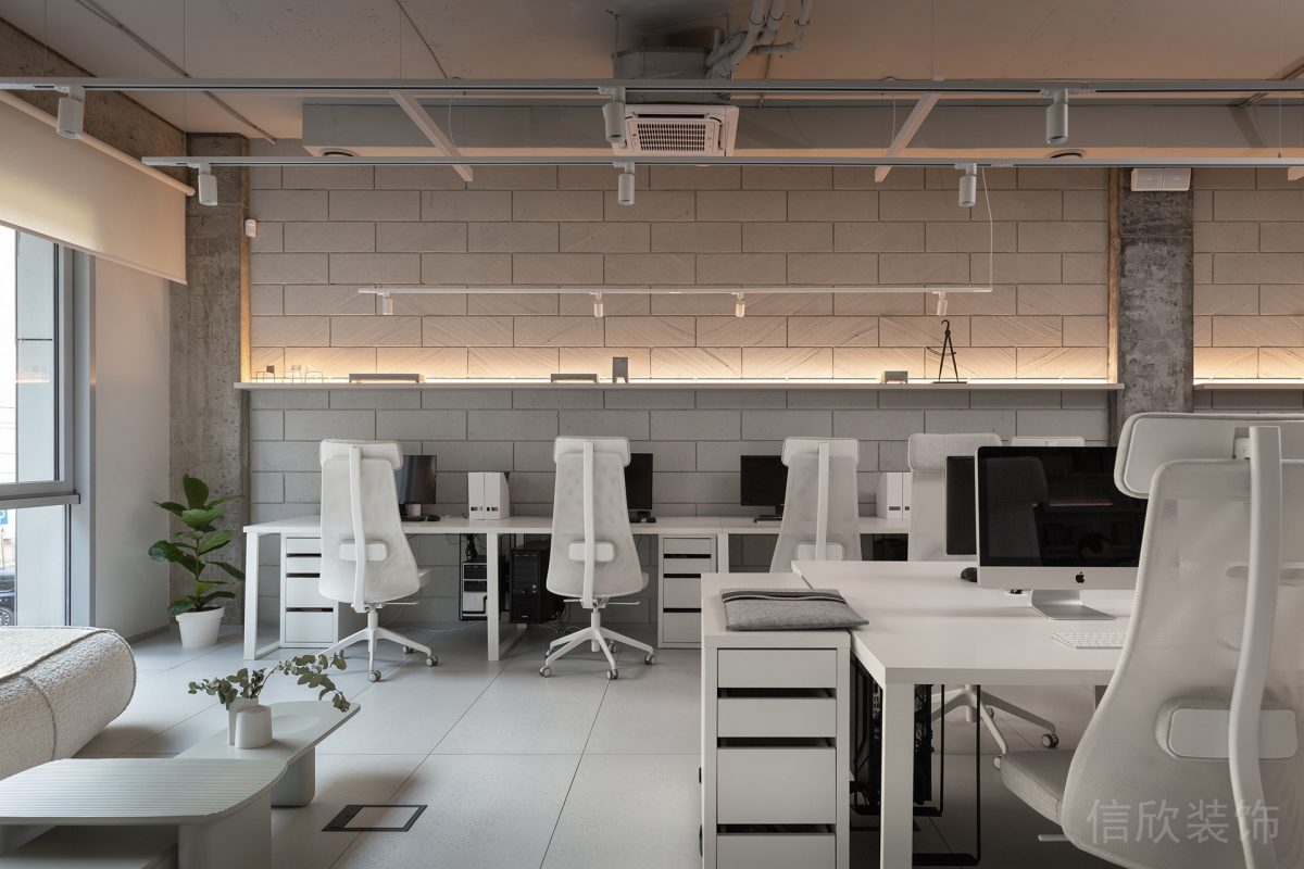 純白簡約風(fēng)辦公空間開放辦公區(qū)裝修設(shè)計(jì)