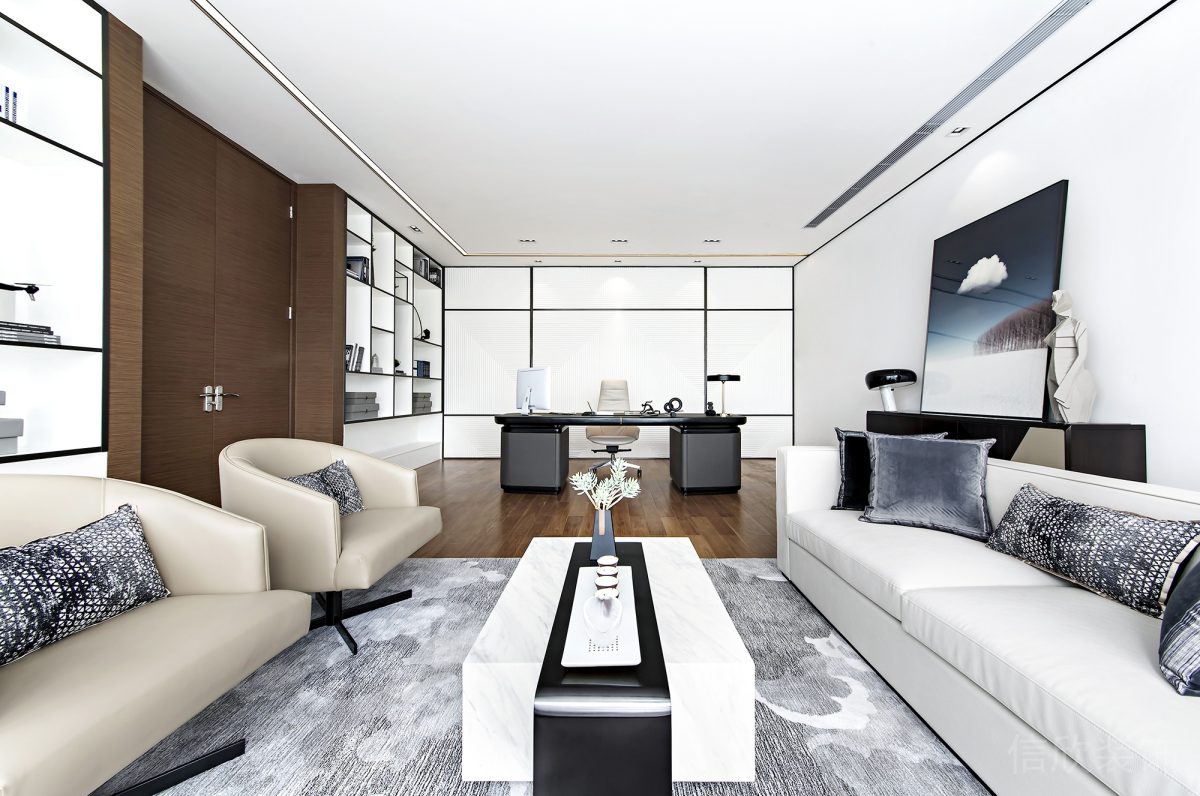 大理石創(chuàng)意皮革桌椅洽談室裝修設(shè)計辦公室