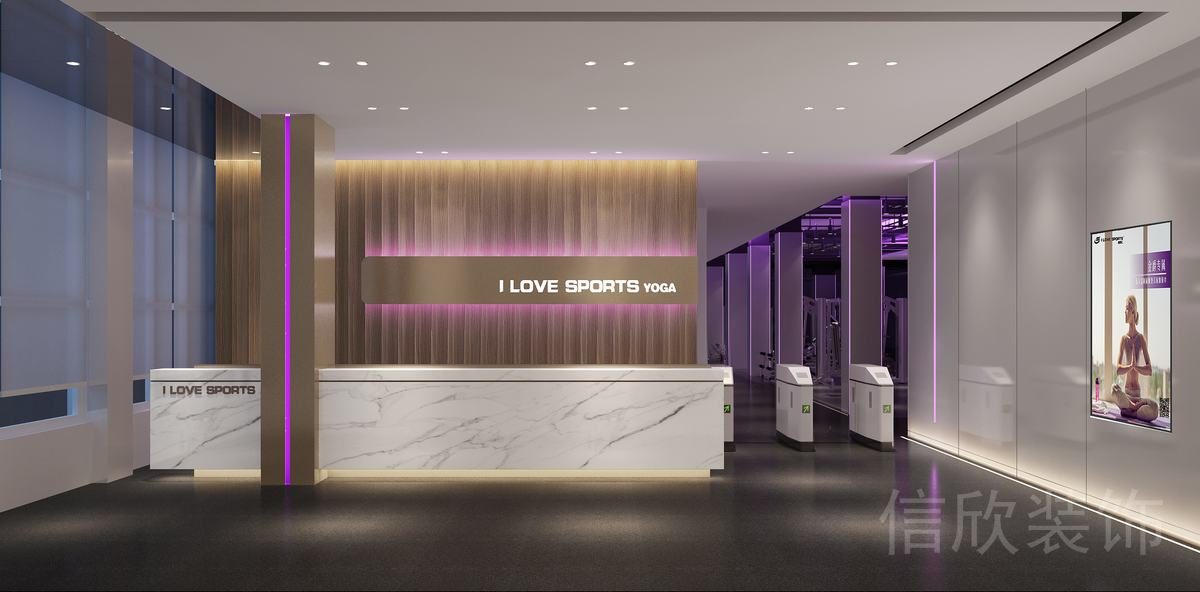 大理石搭配鎏金支柱健身房前臺設(shè)計(jì)圖