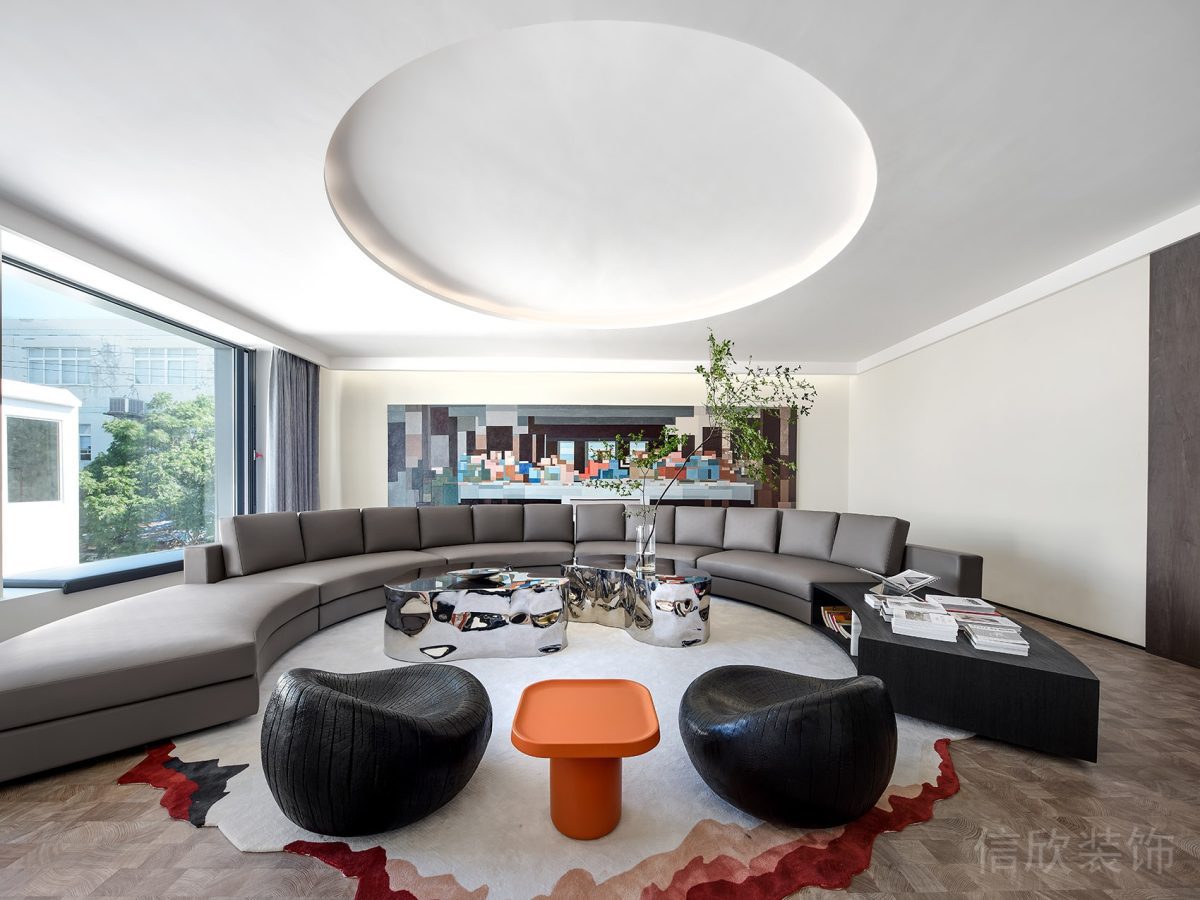 黑白極簡風(fēng)辦公空間會(huì)客區(qū)裝修設(shè)計(jì)