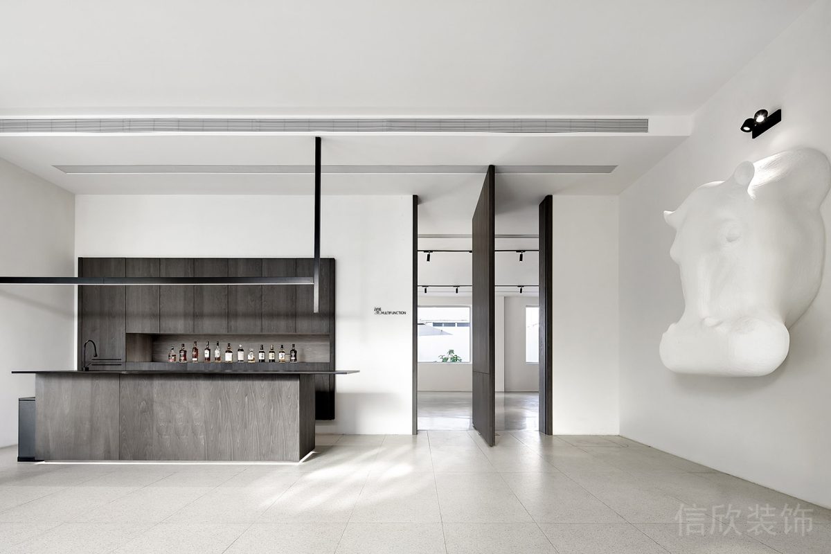 黑白極簡風(fēng)辦公空間休閑區(qū)吧臺(tái)裝修設(shè)計(jì)