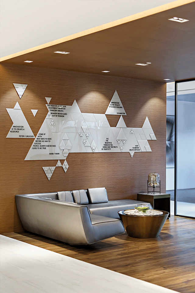 幾何創(chuàng)意墻體裝修辦公室休息區(qū)設(shè)計