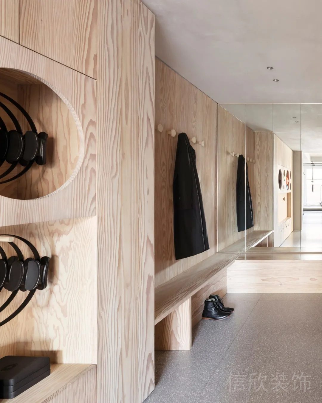 木質(zhì)瑜伽教室教室收納柜設(shè)計(jì)休息區(qū)