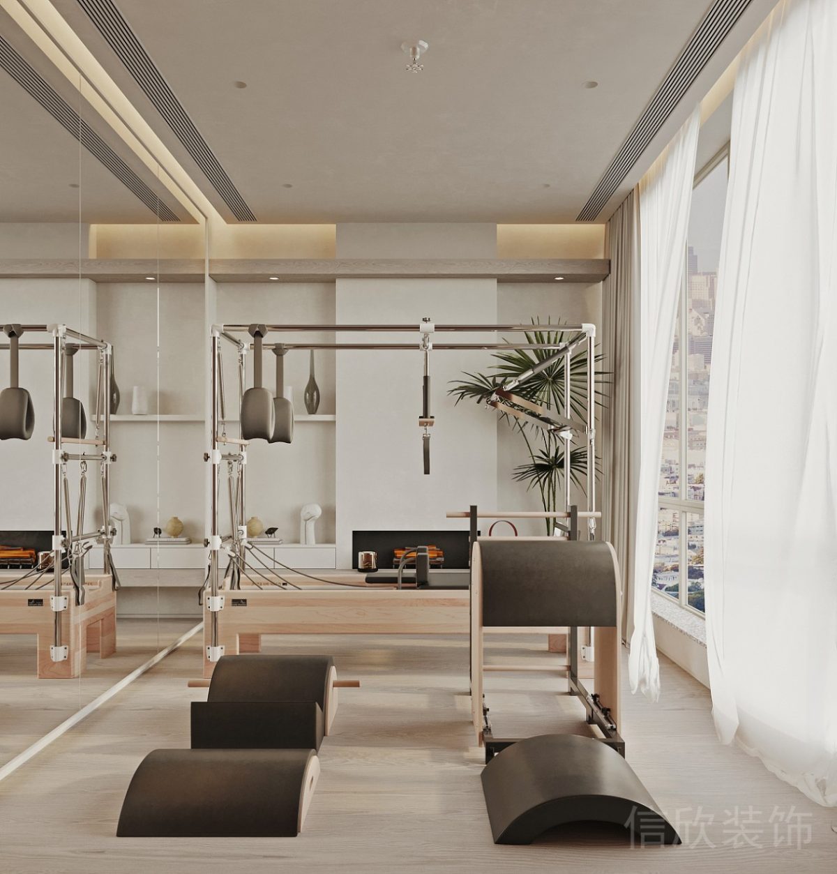 普拉提教室裝修設(shè)計(jì)大器械原木風(fēng)裝修