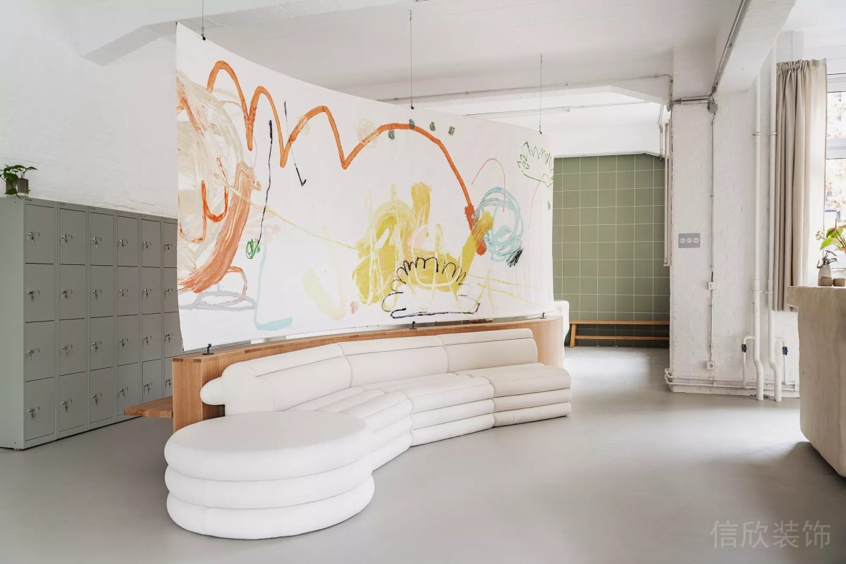 墻體收納柜休息區(qū)瑜伽機構過道設計圖