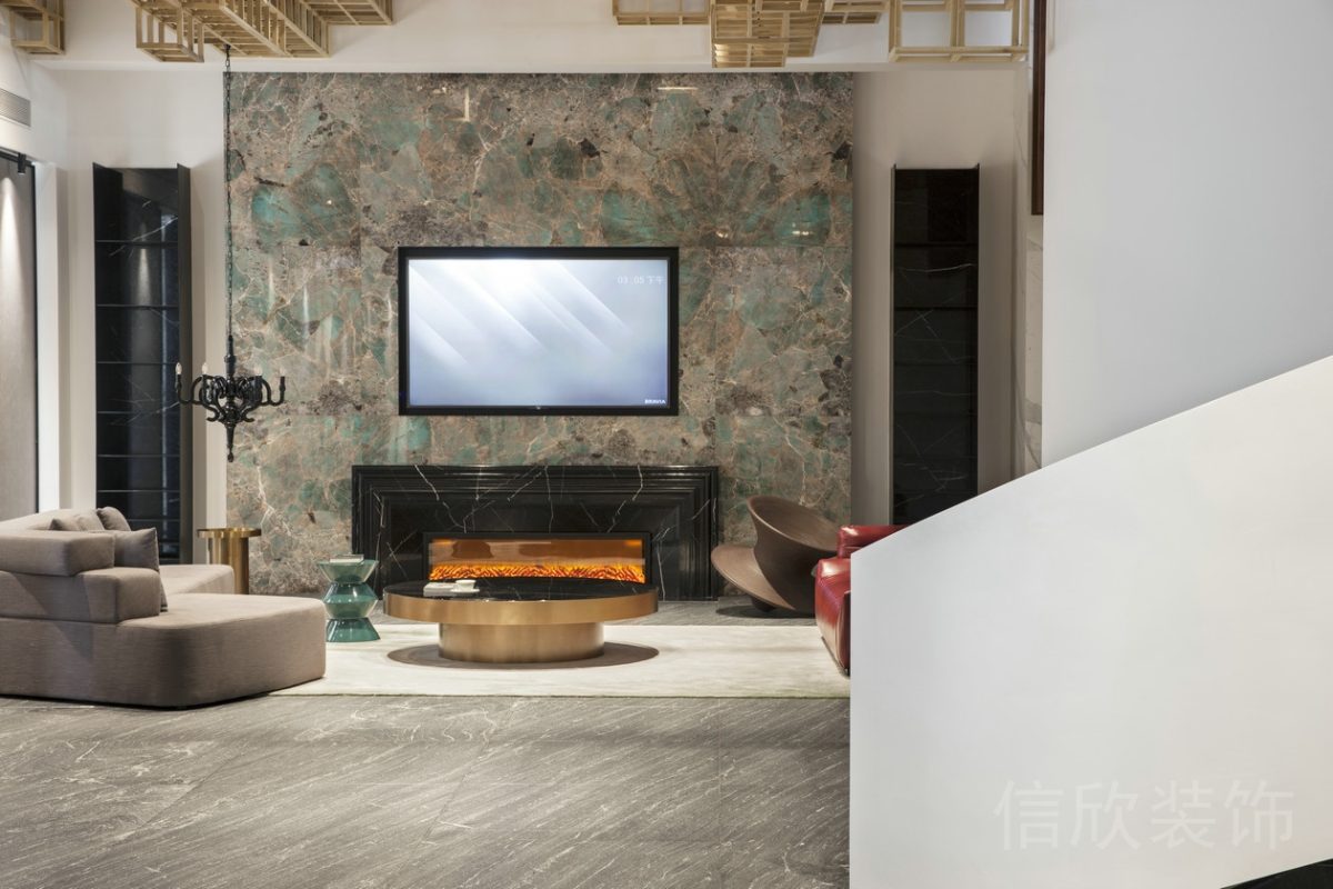 藝術大理石內嵌觀影休息區(qū)辦公室裝修設計