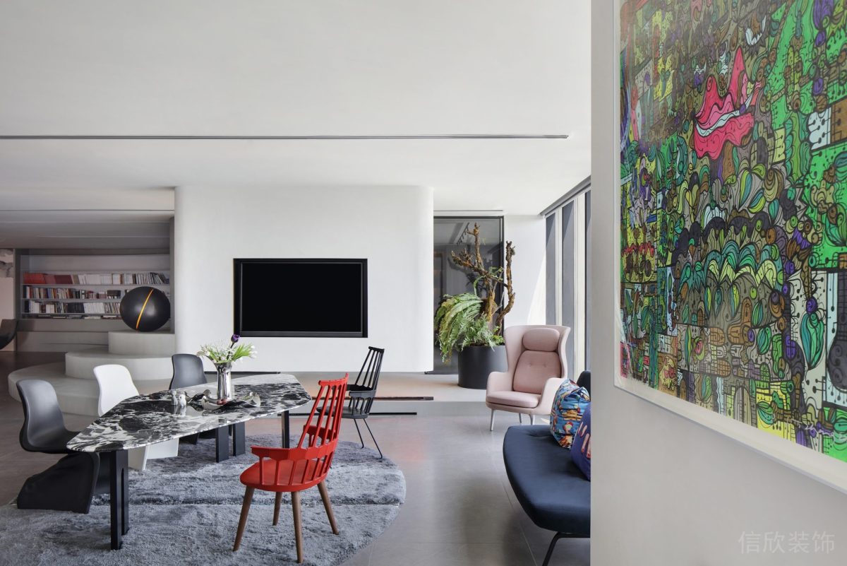 壁掛式藝術(shù)畫設(shè)計內(nèi)嵌式電視機(jī)裝修反絨皮地毯辦公室員工休息區(qū)設(shè)計圖