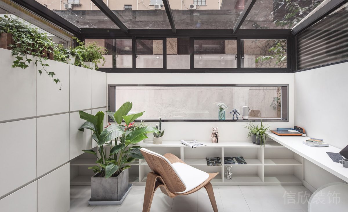 極簡(jiǎn)原木風(fēng)小座椅裝修白色內(nèi)嵌式隱藏式置物柜設(shè)計(jì)辦公室裝修設(shè)計(jì)圖