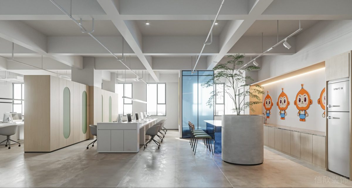 辦公室裝修教培機構(gòu)墻體卡通設(shè)計簡約風(fēng)裝修圖