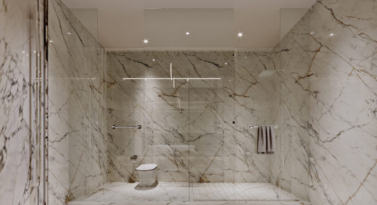 高透透明玻璃門板設(shè)計大理石瓷磚裝修辦公室裝修效果圖