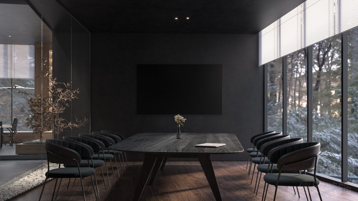 會(huì)議室裝修設(shè)計(jì)黑色效果辦公室玻璃隔斷