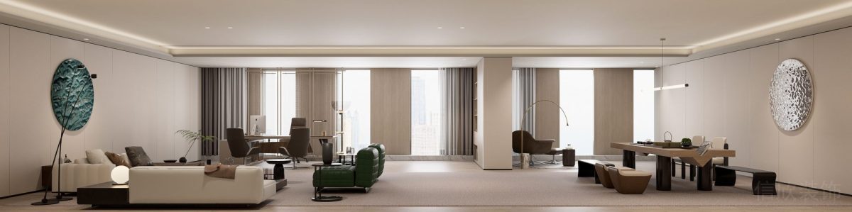 會(huì)議室裝修設(shè)計(jì)總裁辦公室裝修效果卡其色空間