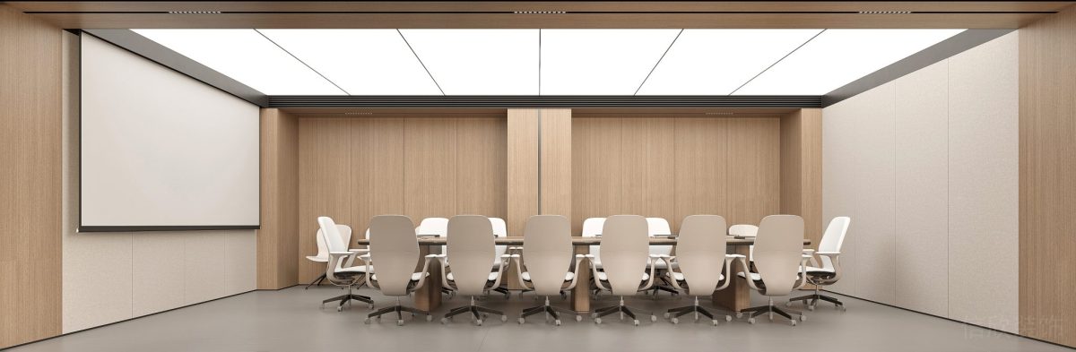 木質(zhì)原木風(fēng)裝修裝修投影效果辦公室會議室效果