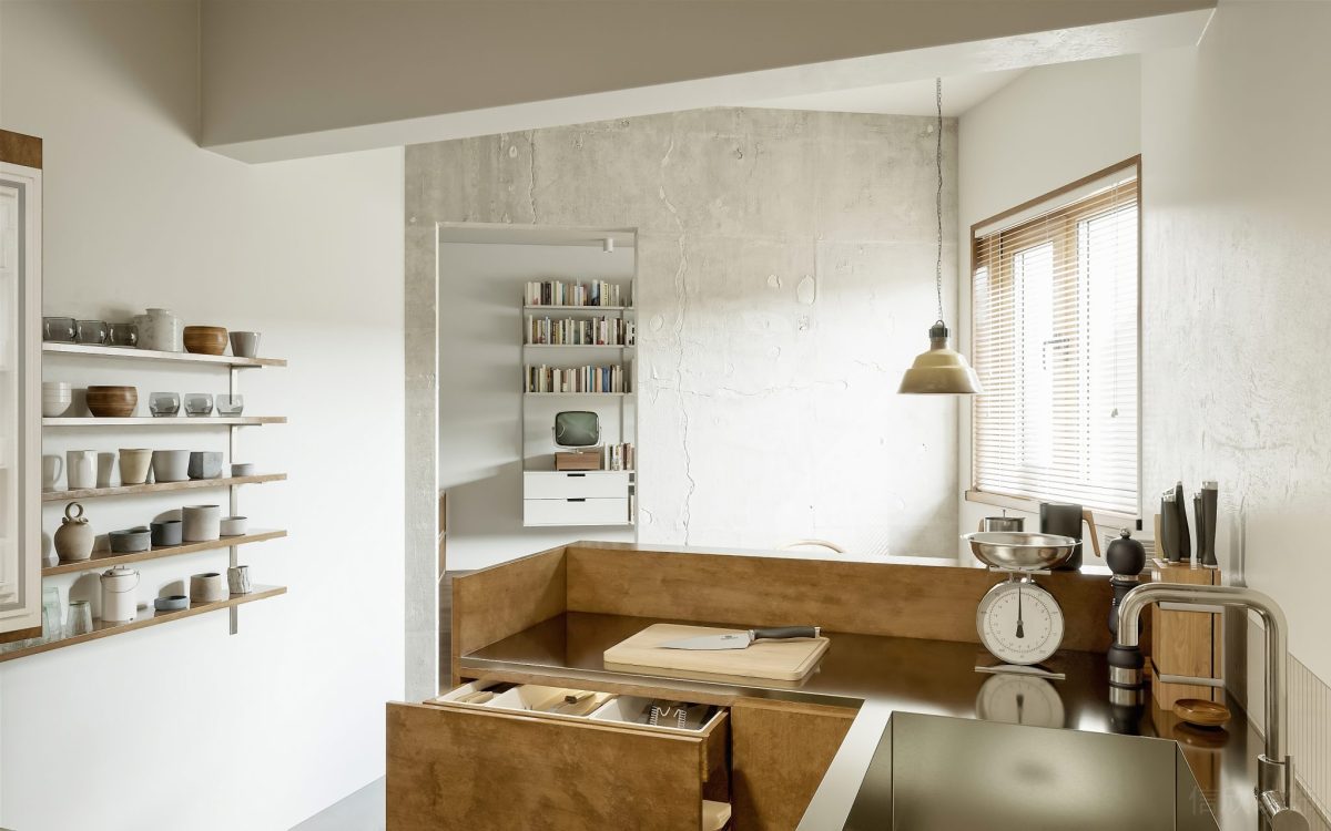 全屋定制木飾面茶水間辦公室裝修工業(yè)風(fēng)效果金屬?gòu)N房設(shè)計(jì)