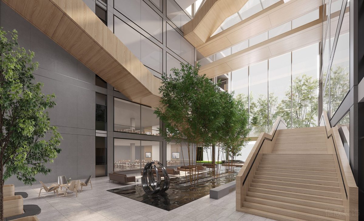 原木風階梯設計裝修效果設計木質過道效果辦公室效果