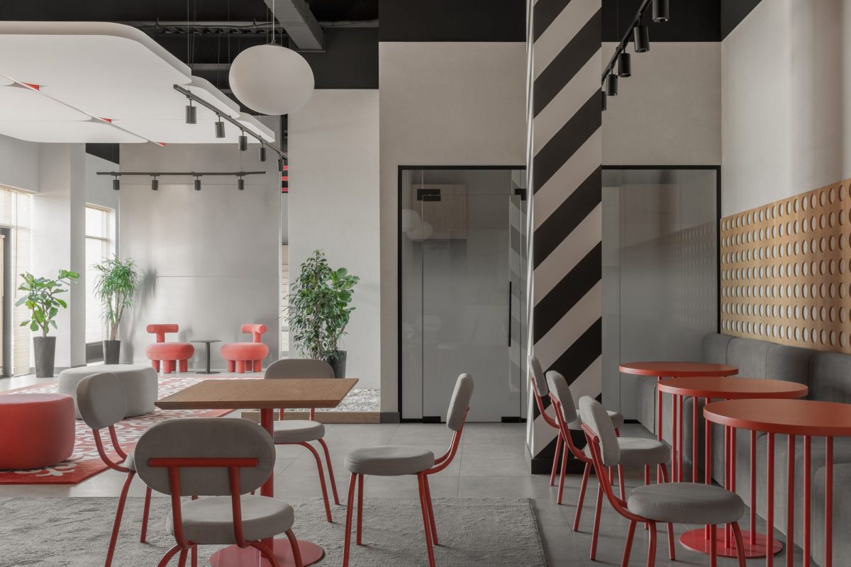 辦公室茶水區紅色餐椅